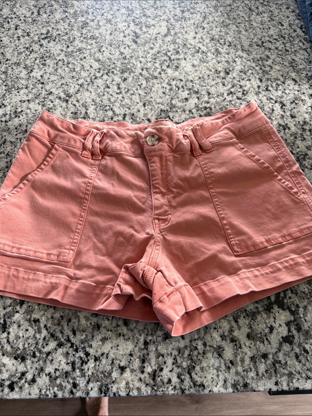 BKE Coral Pink High-Waist Cotton Shorts